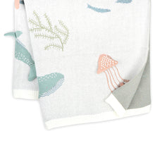 Load image into Gallery viewer, Organic Cotton Knit Baby Blankets- Ocean Jellyfish 3D
