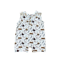 Load image into Gallery viewer, Sleeveless Romper- Burgers 'n Dogs