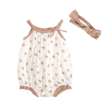 Load image into Gallery viewer, Tea Rose Floral Baby Romper + Headband