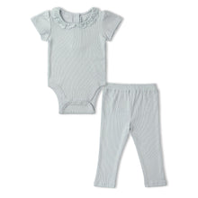 Load image into Gallery viewer, Baby Organic Lace Collar Onesie & Tights Set - Fog