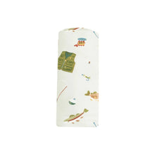 Load image into Gallery viewer, Swaddle Blanket - Fishing Things Green - 45X45 Angel Dear
