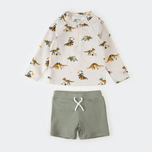 Load image into Gallery viewer, Beach Dinos & Sage Rashguard Baby Set