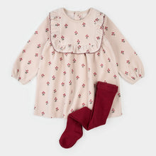 Load image into Gallery viewer, Winterberry Print on Velour Dress with Tights