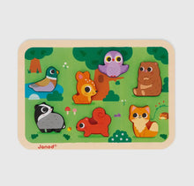 Load image into Gallery viewer, Forest Chunky Puzzle 7 Stand-Alone Pieces Janod