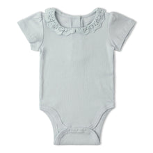 Load image into Gallery viewer, Baby Organic Lace Collar Onesie & Tights Set - Fog