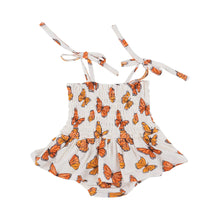 Load image into Gallery viewer, Smocked Bubble w/ Skirt- Mariposa Monarca
