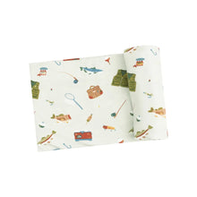 Load image into Gallery viewer, Swaddle Blanket - Fishing Things Green - 45X45 Angel Dear