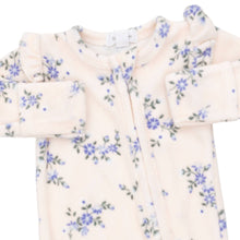 Load image into Gallery viewer, Sweet Hanna Floral Velour 2 Way Ruffle Sleeve Zipper Footie