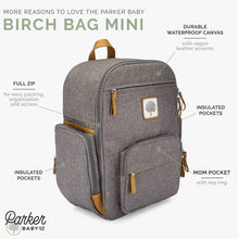 Load image into Gallery viewer, Birch Bag Mini - Diaper Backpack in Gray Parker Baby Co