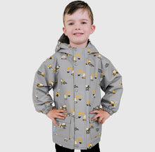 Load image into Gallery viewer, Kids Fleece Lined Rain Jackets-Grey Construction