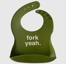 Load image into Gallery viewer, Silicone Bib - Fork Yeah (Olive)