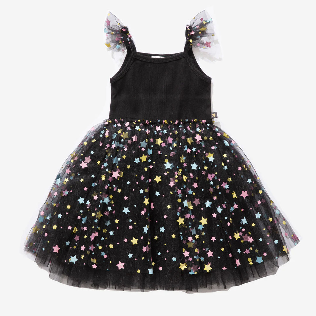 Petite Hailey Star Frill Tutu Dress- Black