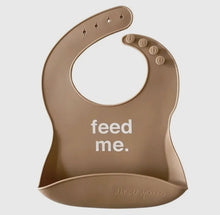 Load image into Gallery viewer, Silicone Bib - Feed Me (Tan)