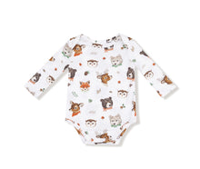 Load image into Gallery viewer, Lap Shoulder Bodysuit- Woodland Animal Faces