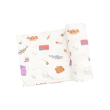 Load image into Gallery viewer, Swaddle Blanket - Fishing Things Pink - 45X45 Angel Dear