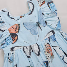 Load image into Gallery viewer, Girls Elsie Dress- Blue Vintage Butterflies