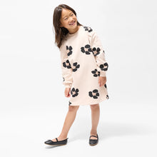 Load image into Gallery viewer, Bold Flower Print on Almond Fleece Sweater Dress