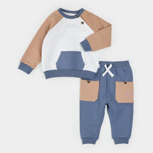 Load image into Gallery viewer, Mocha & Indigo Color Block Outfit Set