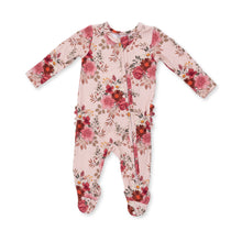 Load image into Gallery viewer, Sabrina Floral 2 Way Ruffle Back Zipper Footie