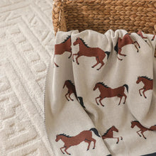 Load image into Gallery viewer, Organic Cotton Knit Baby Blanket- Horse Viverano Organics