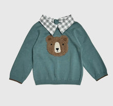 Load image into Gallery viewer, Bear Check Collar Pullover Baby Sweater