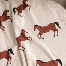 Load image into Gallery viewer, Organic Cotton Knit Baby Blanket- Horse Viverano Organics