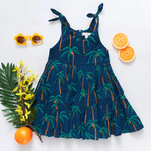 Load image into Gallery viewer, Navy Palm Trees Taylor Dress
