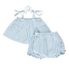 Load image into Gallery viewer, Baby Girls Stella 2-Piece Set - Blue Skinny Stripe
