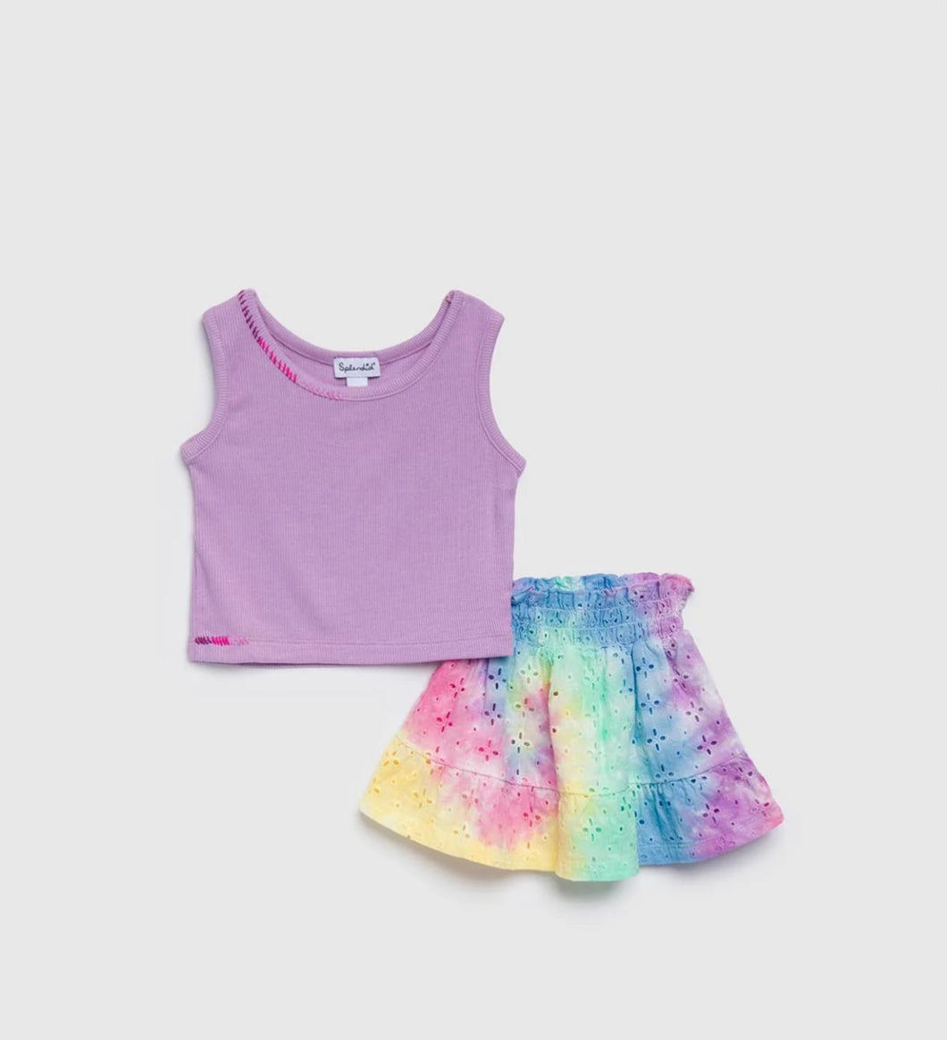 Rainbow Eyelet Skirt Set
