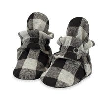 Load image into Gallery viewer, Buffalo Check Organic Cotton Gripper Baby Bootie
