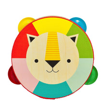 Load image into Gallery viewer, Kaleidoscope Wooden Lion Tambourine Petit Collage