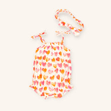 Load image into Gallery viewer, Hearts Baby Romper + Headband