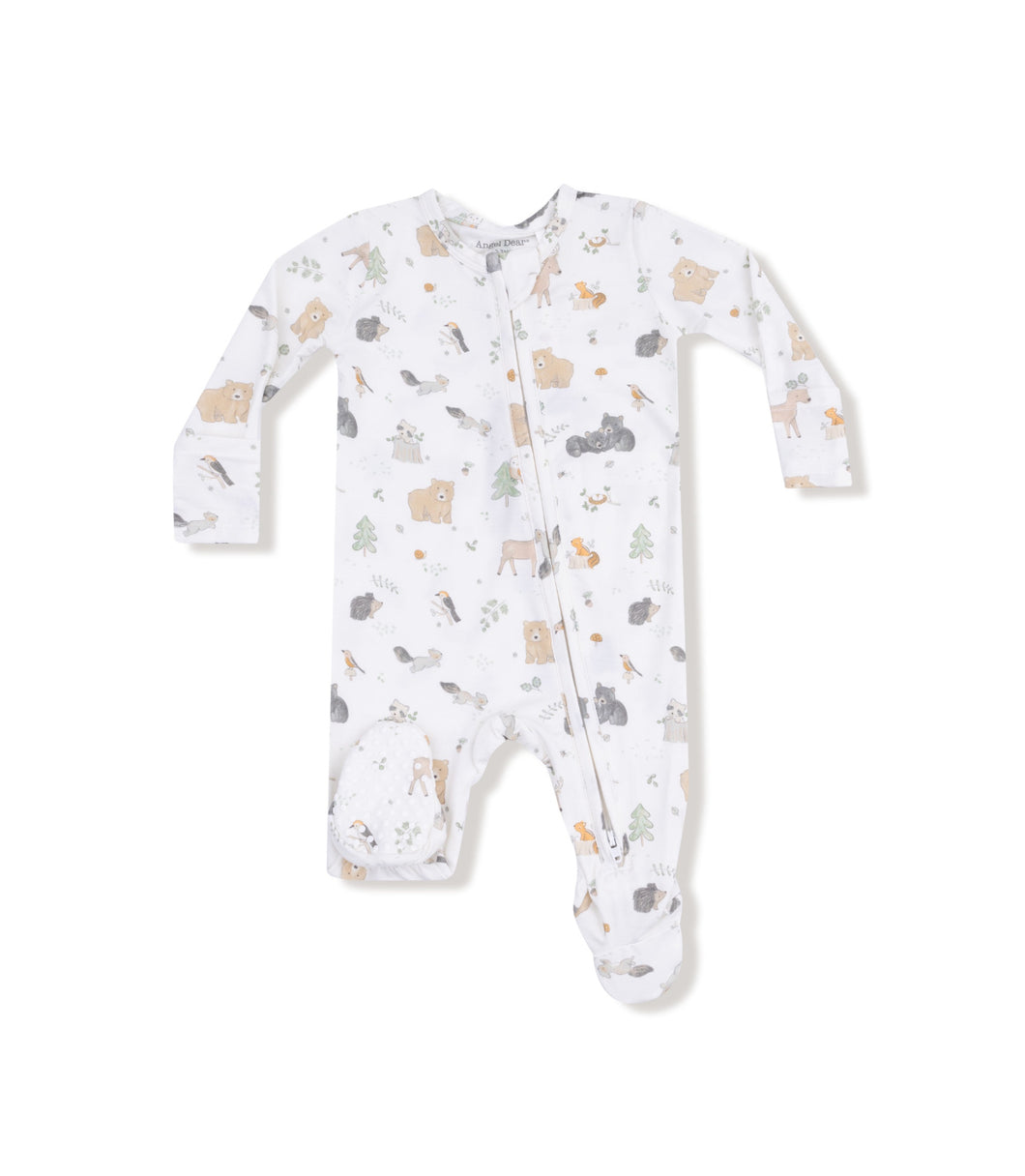 2 Way Zipper Footie- Woodland Babies