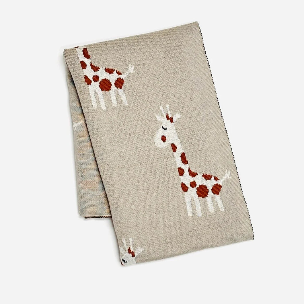 Organic Cotton Knit Blanket-  Giraffe