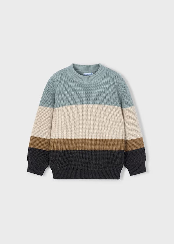 Boy Striped Knit Sweater- Glacier