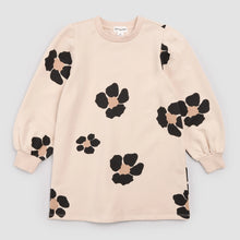 Load image into Gallery viewer, Bold Flower Print on Almond Fleece Sweater Dress
