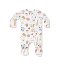 Load image into Gallery viewer, 2 Way Zipper Footie- Bonjour Breakfast
