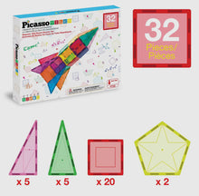 Load image into Gallery viewer, PicassoTiles 32pc Rocket Magnetic Tile Building Set
