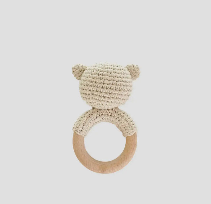 Cotton Crochete Rattle Teether Bear The Blueberry Hill