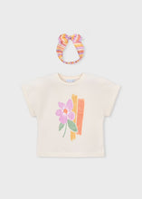 Load image into Gallery viewer, Girl Graphic T-shirt with Hair Tie- Bone
