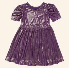 Load image into Gallery viewer, Girls Lame Laurie Dress- Deep Purple
