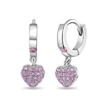 Load image into Gallery viewer, Puffed Heart Hoop Sterling Silver Earrings

