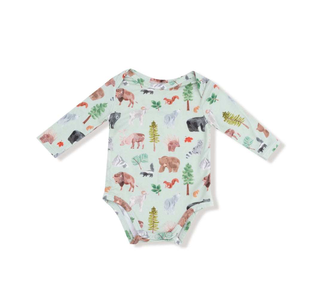 Lap Shoulder  Bodysuit- American Woodland Animals