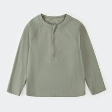 Load image into Gallery viewer, Toddler Ribbed Sage Half Zip Rashguard
