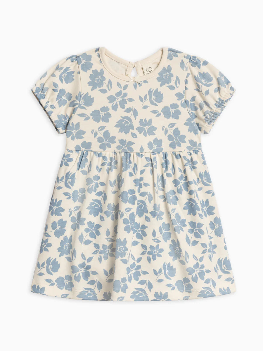 Organic Rhoda Puff Sleeve Bodysuit Dress - Gia Floral / Rain