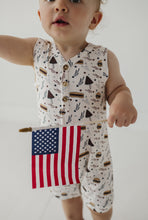Load image into Gallery viewer, Sleeveless Romper- Burgers &#39;n Dogs
