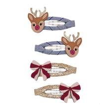 Load image into Gallery viewer, Rudolph and Bow Hair Clips
