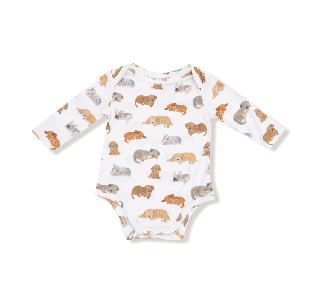 Lap Shoulder Bodysuit- Napping Puppies