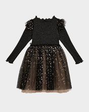 Load image into Gallery viewer, Petite Hailey Girl&#39;s Golden Star Frill Tutu Dress
