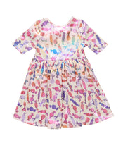 Load image into Gallery viewer, Girls Lame Steph Dress- Halloween Candy
